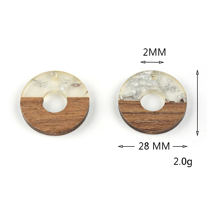 10 Pcs Jewelry Making Wood Material Irregular Drilled Semi Resin Golden Glitte DIY Jewelry Making Hand Made Earring Findings - 5