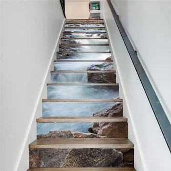 

PVC wallpaper rushing river simple 13 pieces of DIY stair stickers, step stickers wall stickers
