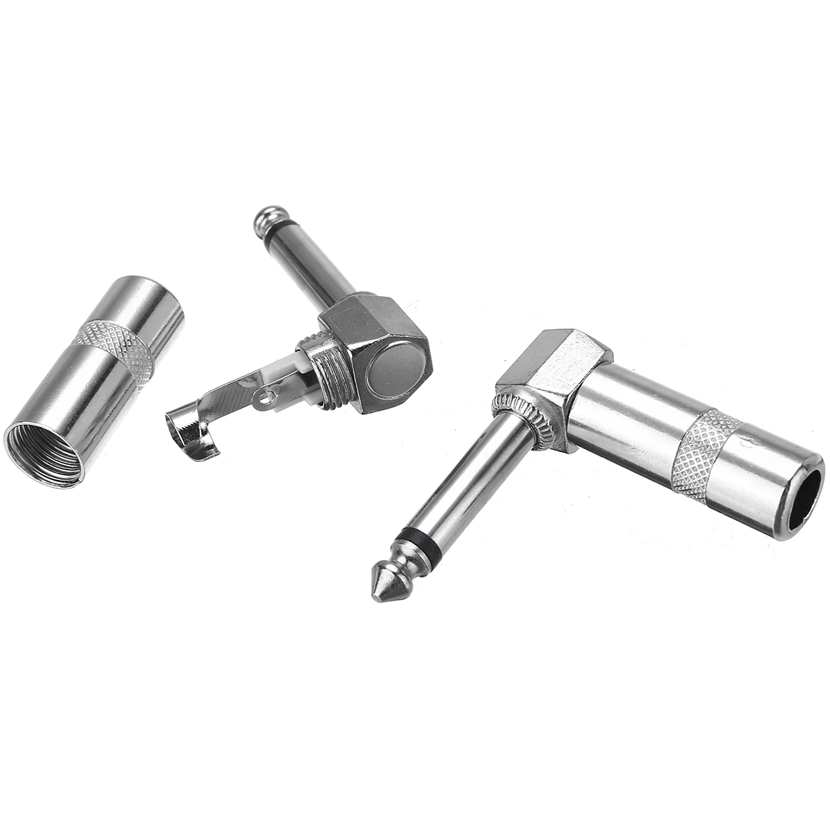1/4" 6.35mm Speakers Phone Plug Nickel Plated 4pcs High Quality Guitar Audio Jack Right Angle Male Mono Connector