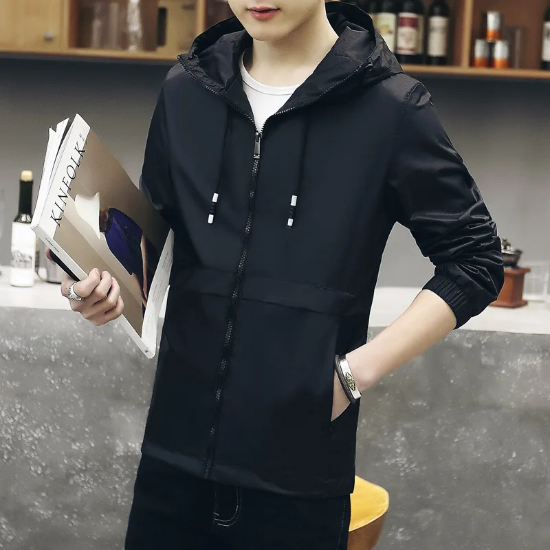 

Spring Autumn Quick Dry Breathable Sportswear Men's Casual Waterproof Jacket Outwear Windbreaker Jacket Male Hooded Thin Coat