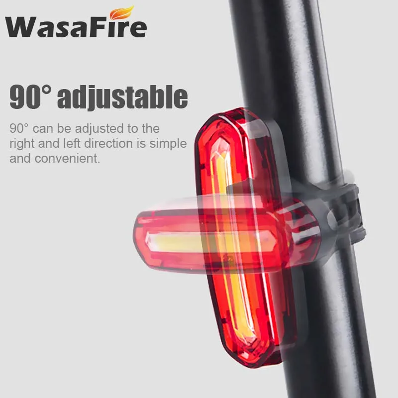 WasaFire USB велосипед задний светильник безопасности Предупреждение велосипедный задний фонарь с 5 режимами и красные, синие COB светодиодный велосипед светильник s для ночной езды