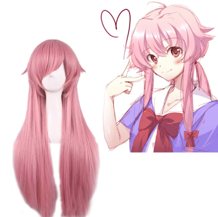 Parrucca Gasai Yuno parrucca lunga per capelli rosa parrucca Cosplay sintetica per capelli Cosplay Anime Future Diary 100cm  200000532