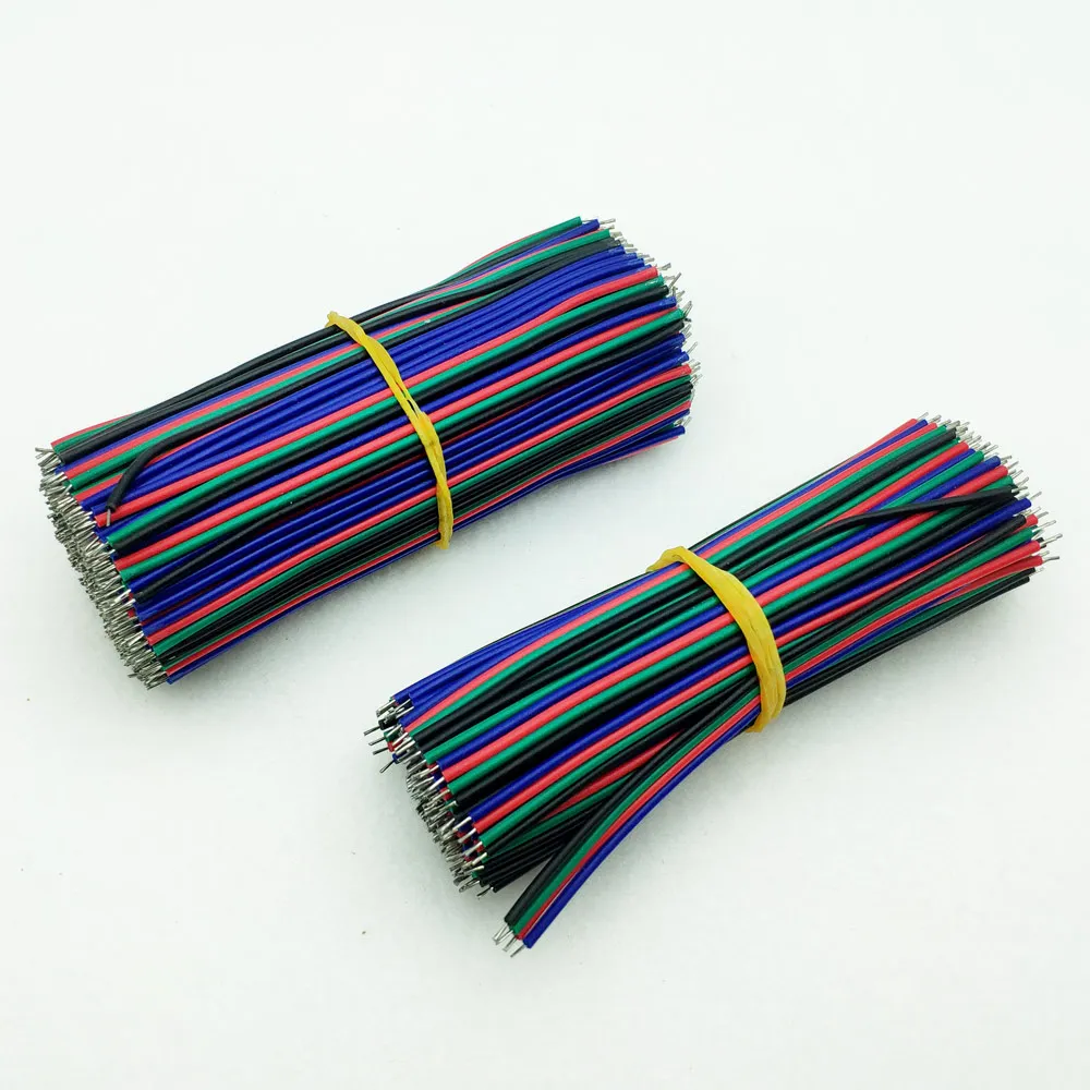 50 шт. 22AWG светодиодный cbales L: 10 см 20 см 30 см 4pin Луженая Медь RGB/RGBW провода для 5050 2835 Светодиодный полоса мощный удлинительные шнуры для подключения