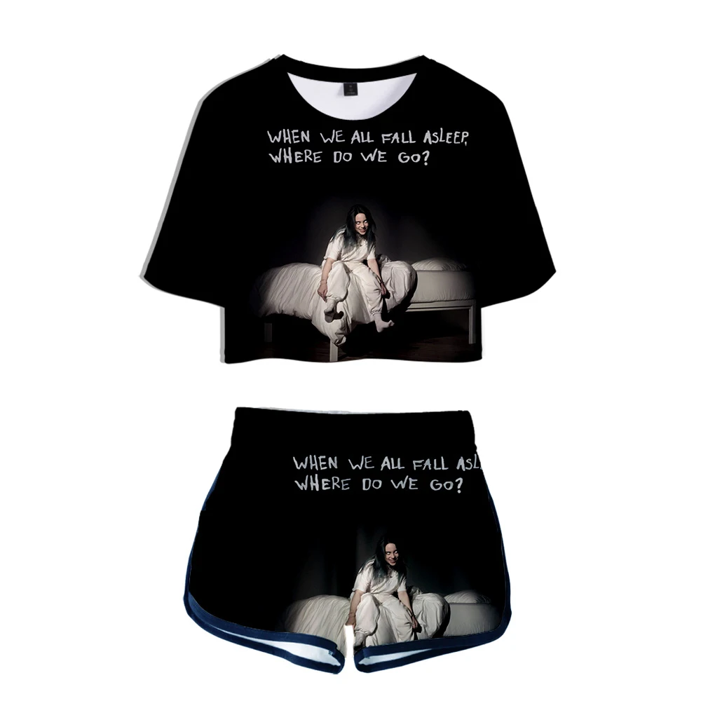 Летняя новая модная сексуальная 3DT рубашка с коротким рукавом billie eilish Женская Удобная тонкая футболка+ шорты Женский Повседневный костюм