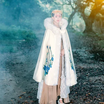 

Autumn and winter Peacock design Cape female Chinese national style female retro heavy coat woolen elegant classical beauty coat