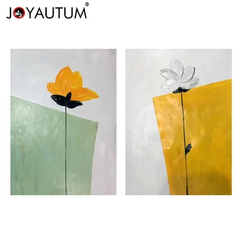 

Abstract hand painted oil painting bedroom modern minimalist flower stereo mural living room sofa background painting