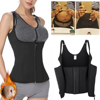 

Waist Trainer Neoprene Vest Straps Zipper & Hook Breathable Shapewear Tummy Control Body Shaper Wiast Cincher Corset for Women