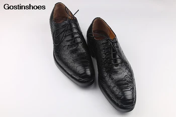 

Zapato Hombre Handmade Business Formal Wear Pointed-toe Lace-up Luxury Python Skin Men's Shoes Derby Shoes Genuine Leather Solid