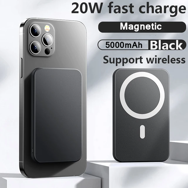10000mAh 15W Power Bank Magnetic Wireless Fast Charger Powerbank Mobile Phone Battery For iPhone 12 13 Pro Max Xiaomi Mi Samsung Black