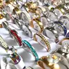 30pcs/lot Luxury Zircon Mixed Stainless Steel CZ Wedding Band Rings Men Women Engagement Classic Finger Ring Lovers Jewelry 2