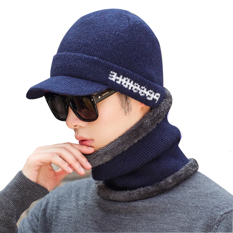 Зимняя шапка Skullies Beanies шапки зимние шапки для мужчин женский шерстяной шарф головные уборы, Балаклава маска Knitted шапка вязаная 55-61 см