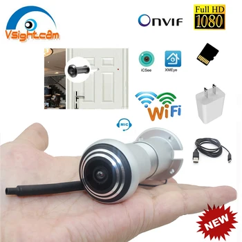 

ICsee Wireless Door Eye Hole Security 1080P HD 1.66mm FishEye CCTV Network Mini Peephole Door Wifi Camera P2P Audio TF Card Slot