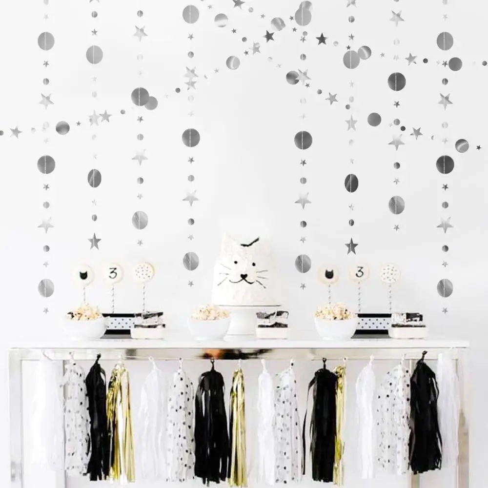 4m Glitter Gold Dekorationen Papier Kreis Punkte Garland Partei Bunting Hintergrund Banner Hochzeit Bachelorette Braut Dusche Weihnachten – Detail 10