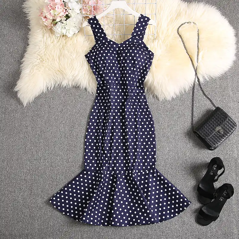 polka dot fishtail dress