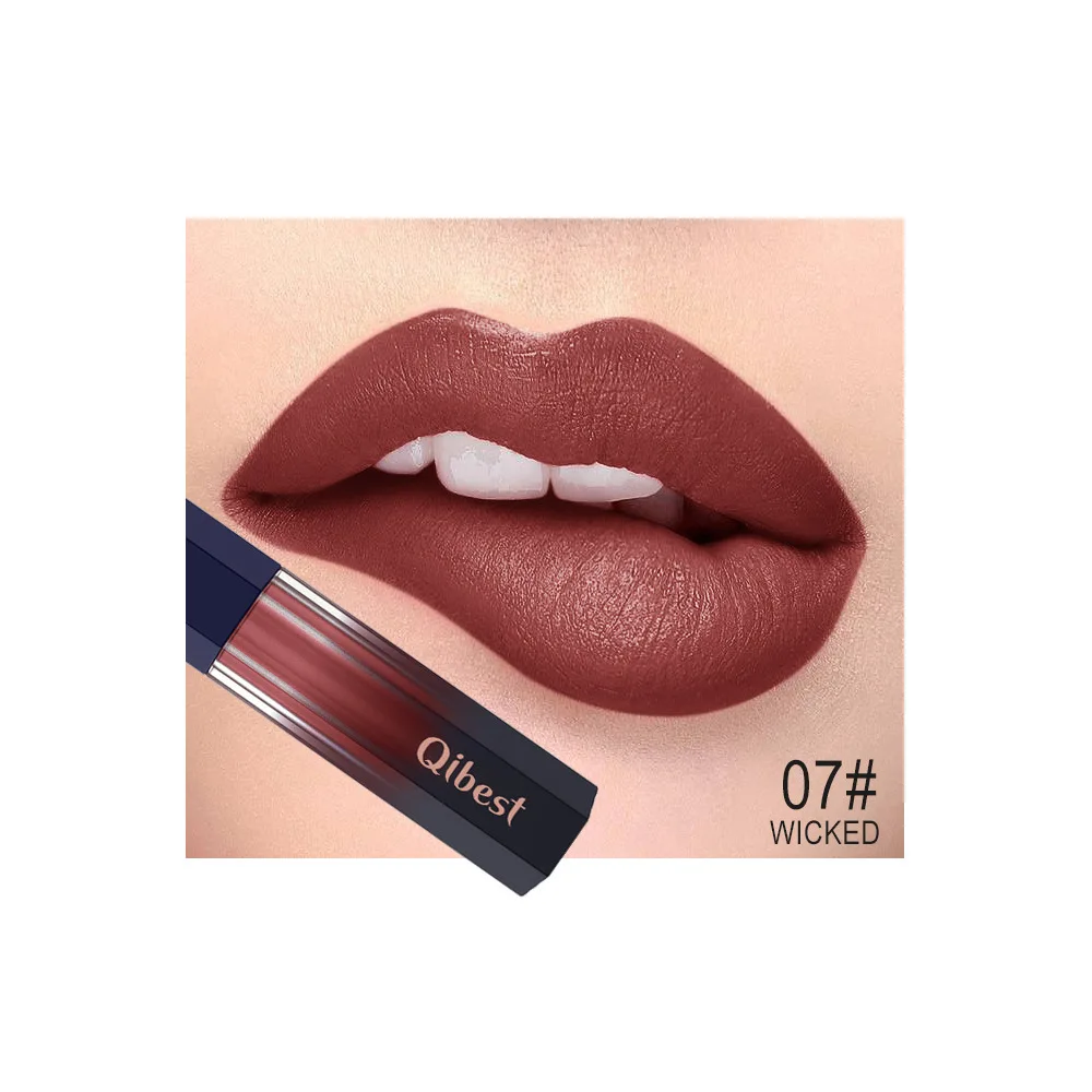 Qibest 12 Color Liquid Lipstick Waterproof Makeup Long Lasting Mate Make Up Nude Lip Gloss Red pink Ultra Matte Lipsticks - Цвет: 07