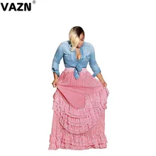 VAZN YM9158 Новое корейское издание сексуальный стиль женский Ретро Сладкий сплошной шифон плиссированная имперская юбка свободные нерегулярные макси юбки