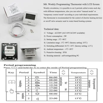 

220VAC IP20 Thermostat Programmable Wireless Digital Thermostat Temperature Remote Control WiFi For Indoor Temperature Setting