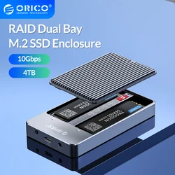 ORICO – boîtier SSD LSDT RAID M2 à double baie, Support M.2 NGFF SATA, pour clé B & B + M, Support PM/RAID 0/RAID 1/JBOD 