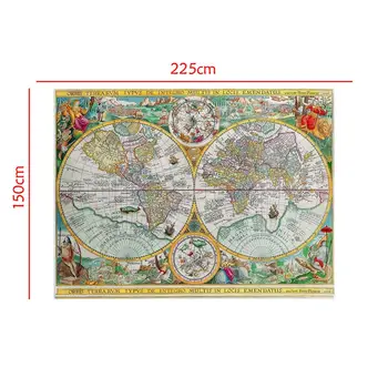 

150x225cm Orbis Terrarvm Typvs De Integro Multis In Locis Emendatus 1594 Non-woven World Map Retro Map For School And Learner