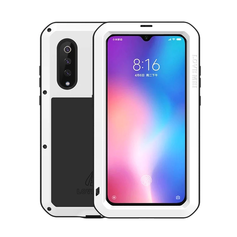 Алюминиевый металлический водонепроницаемый бронированный чехол для Xiaomi mi 8 9 Explrer mi Max 2 3 mi x 2 2S противоударный чехол из закаленного стекла - Цвет: Белый