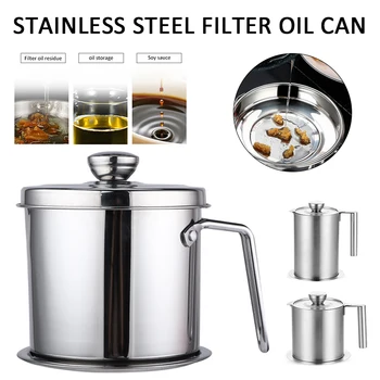 

Stainless Steel Oil Filter Pot Soup Grease Strainer Oil Storage Pot Grease Keeper With Dust-Proof Lid Kitchen Household Tools