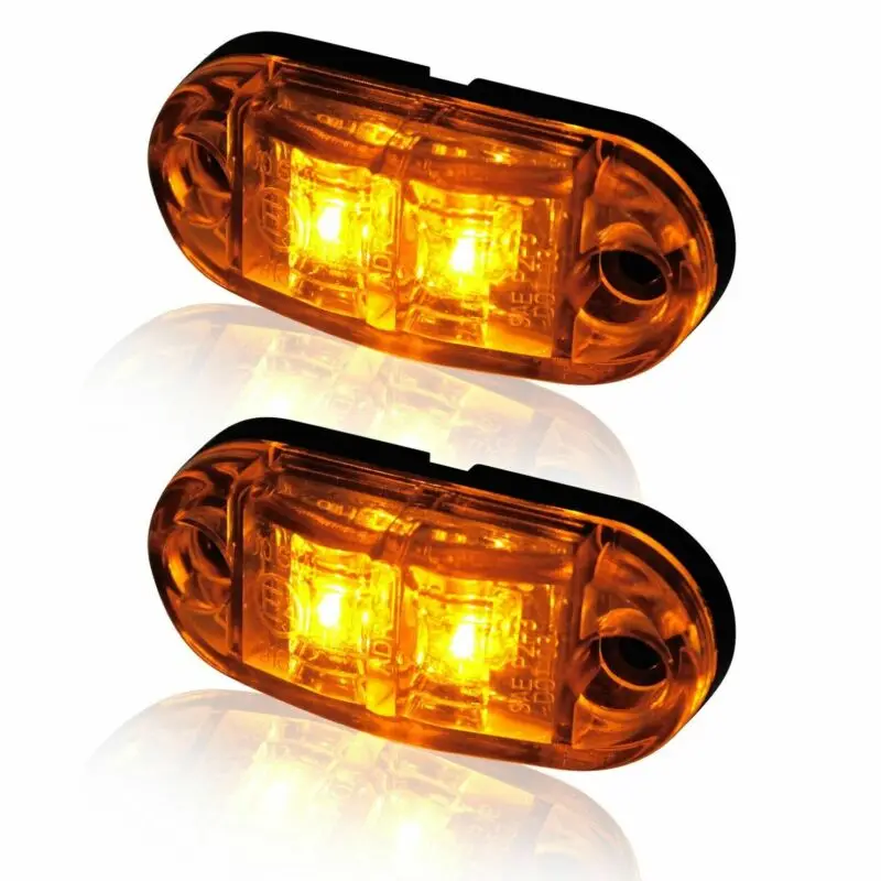

Side Marker Lights Amber LED Marker Lights Light Oval Trailer 10 Pcs 2Diode LED Truck