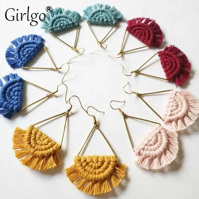 Girlgo 2020 висячие серьги с бахромой и листьями оптовая продажа фабричная бижутерия
