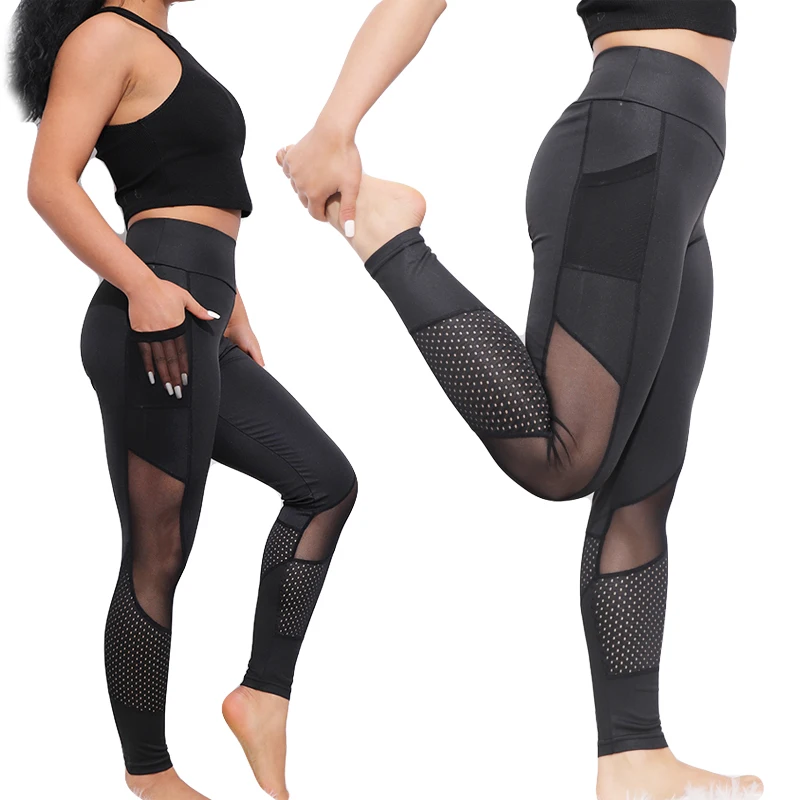 

Legings Women Pocket Breathable Gymwear High Waist Leggins For Womens Black Stretchy Push Up Workout Durable Fitness Trousers