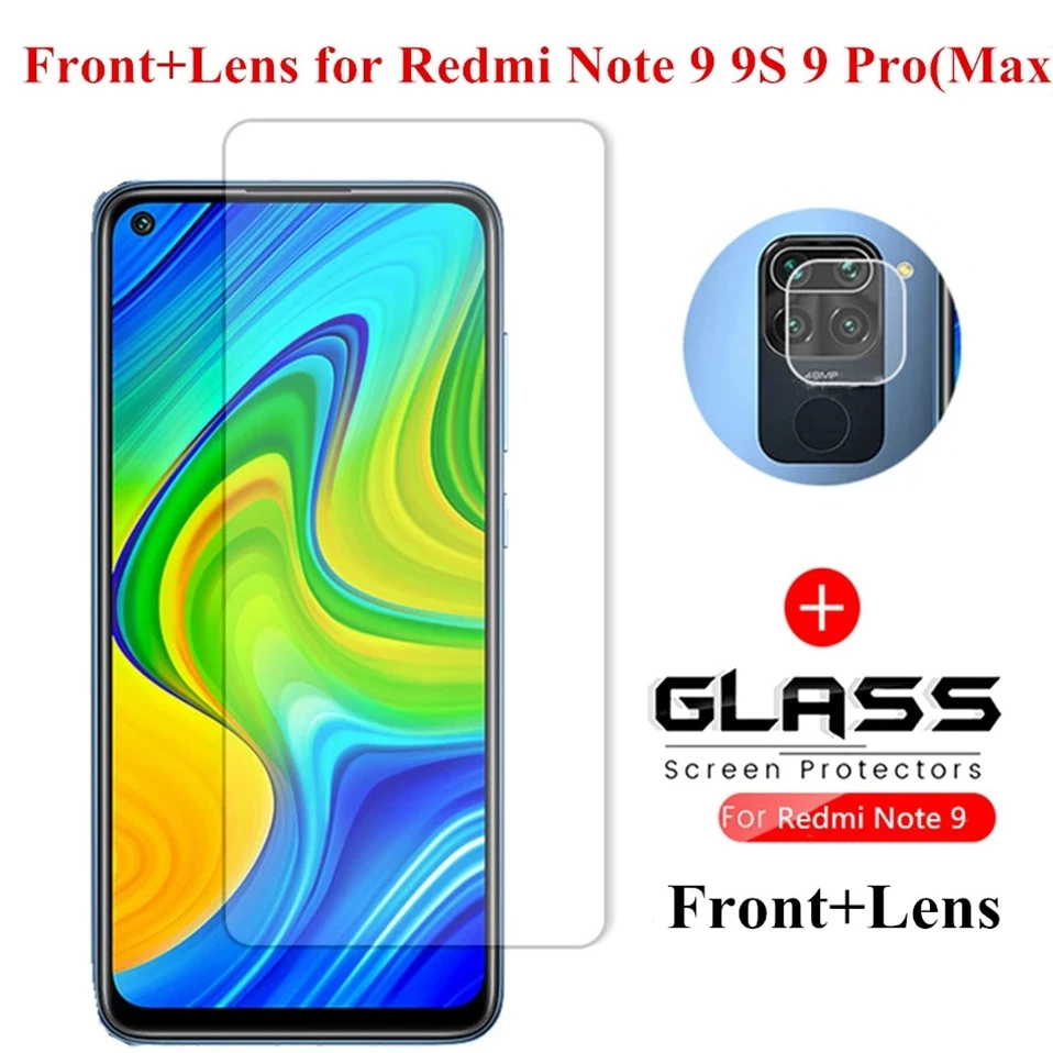 Cristal templado 2 en 1 para Xiaomi Redmi Note 9S, Protector de pantalla, película de lente para xiaomi Xiaomi xiaomi Redmi 9A Note 9S 9 9Pro Max