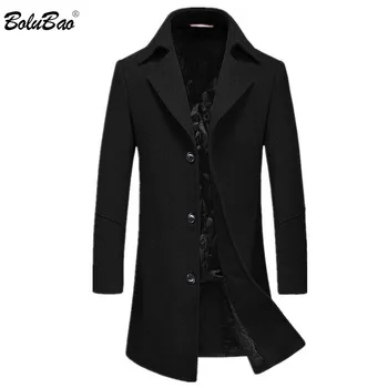 

BOLUBAO Brand Men Wool Blend Coat Winter New Men's Slim Solid Business Casual Overcoat High Quality Long Section Wool Coats Male