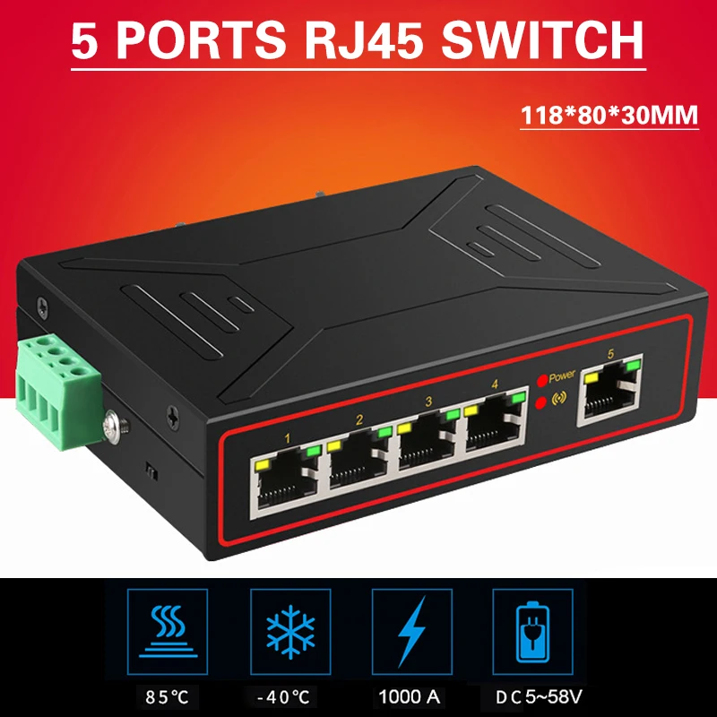 Портативный 5 Порты RJ45 сплиттер адаптер Прочный 10/100 Мбит/с Ethernet сетевой