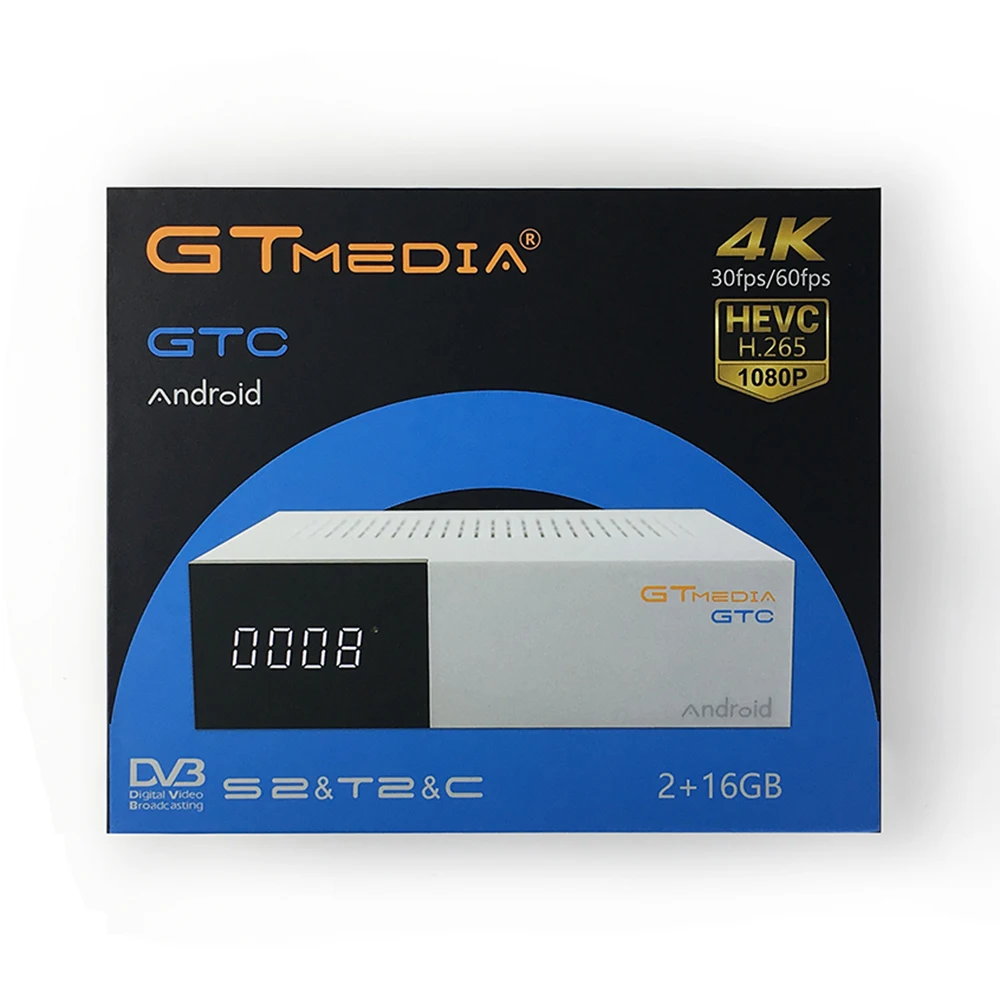 GTC Android 6.0 TV Box+DVB-S/S2,DVB+T/T2/Cable/ISDBT Amlogic S905D Up To 2.0 GHz, Quad Core ARM Cortex-A53 GTC DVB