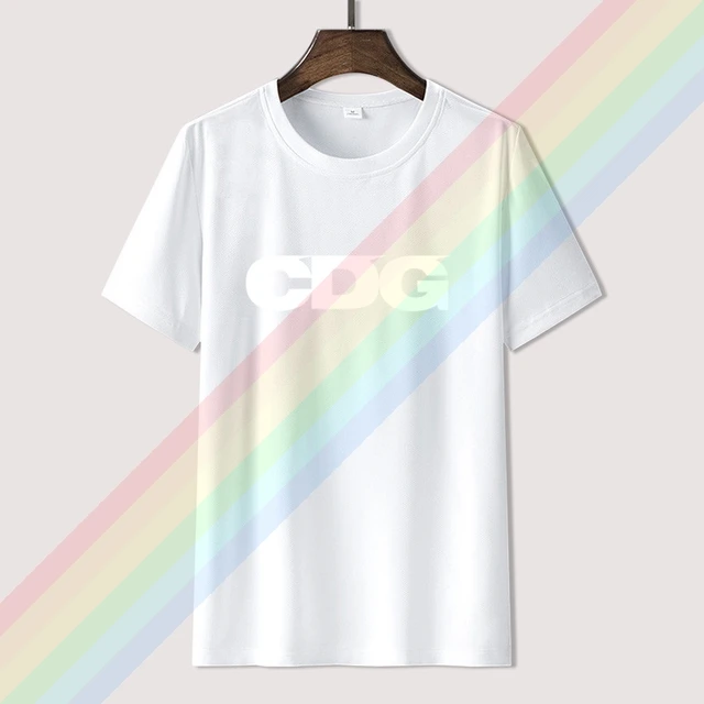 Comme White Cdg Logo Garcon Men Women Summer 100% Cotton Black Tees Male Newest Top Popular Normal Tee Shirts Unisex 8white