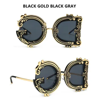 

TTLIFE 2020 Irregular Geometric Vintage Baroque Sunglasses Women Flower Pattern Oversized Frame Gradient UV400 Party Eyeglass