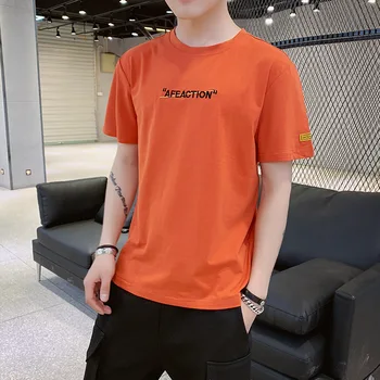 

Leisure Men's Wear 2019 Short Sleeve T Shirt Male Embroidery Loose Round Neck Pure Cotton Personality Male T-shirt Clothes