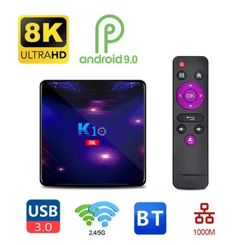 

K10 TV Box Android 9.0 Almogic S905X3 Bluetooth v4.1 2.4G/5G WIFI 1000M LAN Smart 8K Media Player Android Set Top Box k10