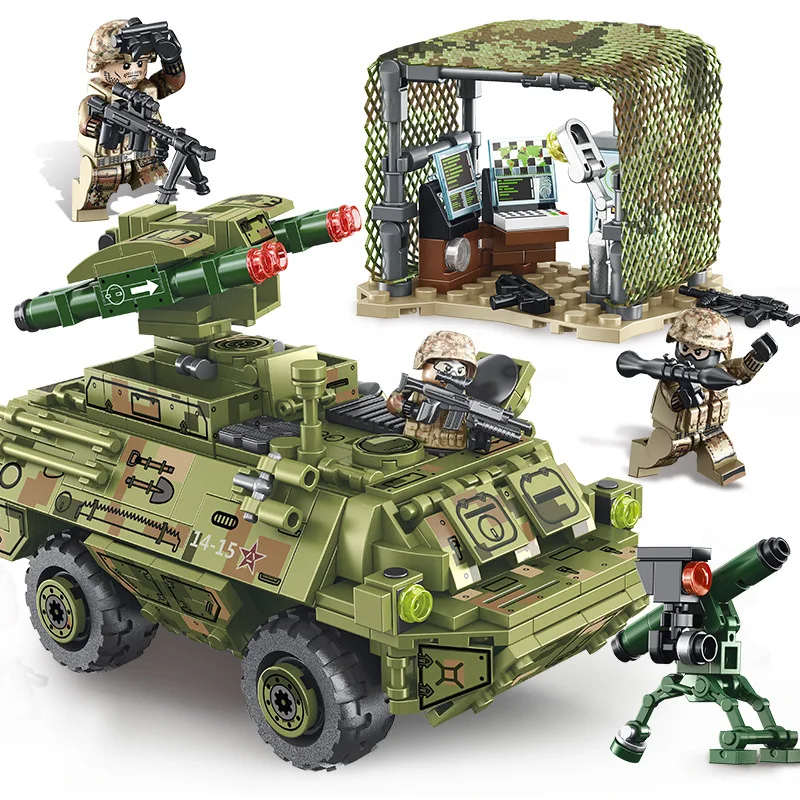 

Sembo ww2 Military Tank Red Arrow Missile Vehicle Truck Model Building Blocks Mini Figures DIY Toys for Kids Christmas Gifts