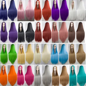 

LUPU 100Cm Long Straight Cosplay Wigs For Women Synthetic High Temperture Fiber Blonde Purple Pink Party Wig