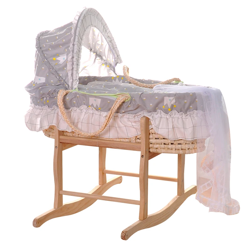 

0832 Infant Basket Newborns Car Mounted Portable Portable Basket Bassinet Baby Basket Straw Bassinet