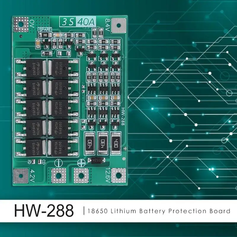 3S 40A BMS 11 1 V 12 6 18650 литиевая батарея защитная доска с балансом|Аксессуары для