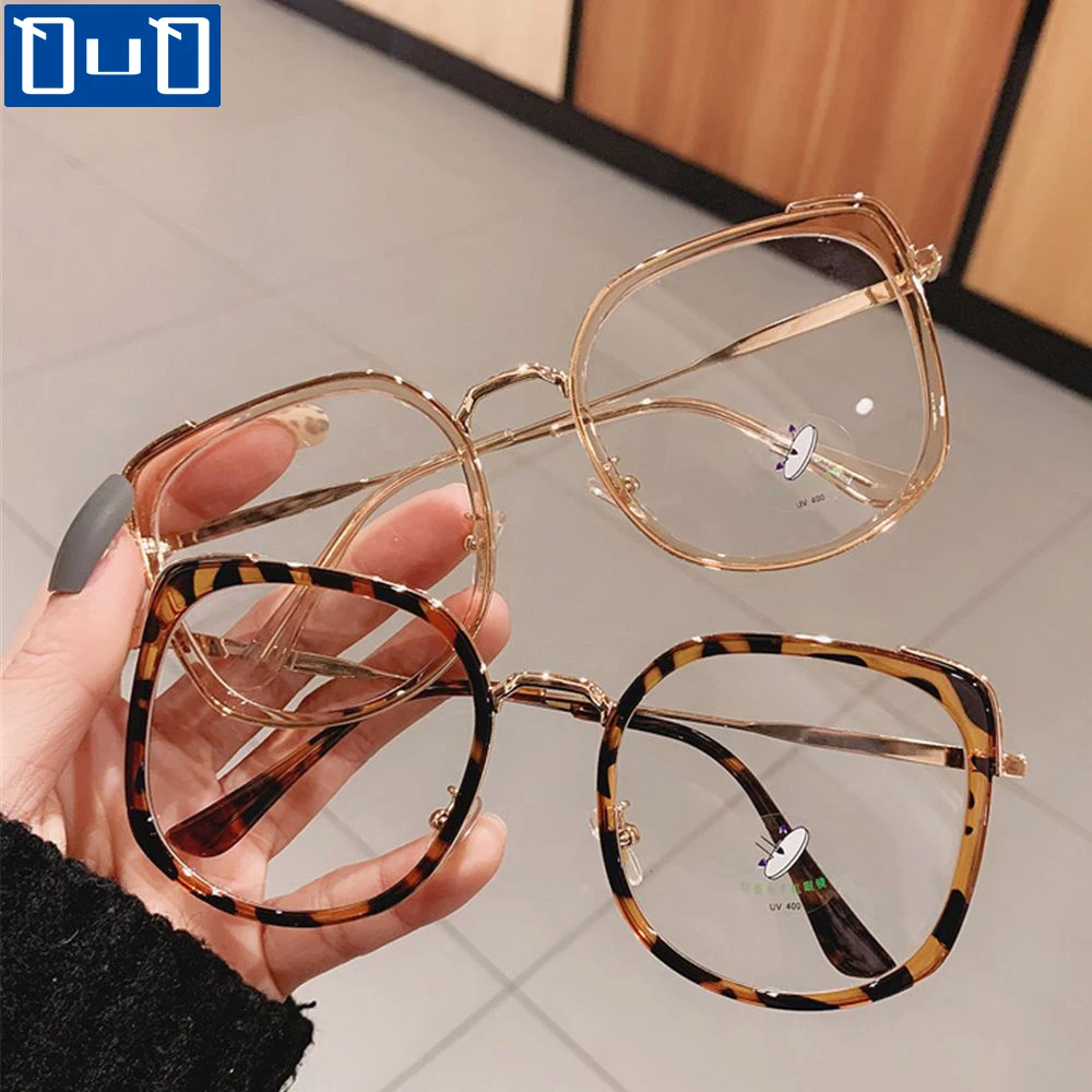 

Qutzzmnd Anti-blue Light Glasses Men Women Vintage Large Square Frame Eyeglasses Blocking Blue-ray Oversized Spectacles Frames