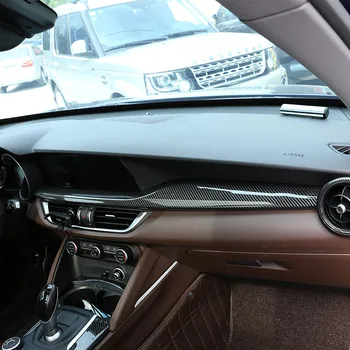شراءتصفيف السيارة ل ألفا روميو Stelvio 2017-2020 ABS ألياف الكربون الملمس لوحة سيارة الواح الديكور ملصق اكسسوارات السيارات