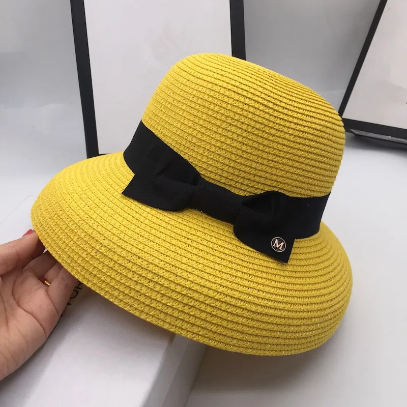 Хепберн Стиль Желтый Большой шляпа Женская мода праздник зонтик когда Рыбацкая шляпа складывающийся таз Кепка солнцезащитная Кепка с покрывалом