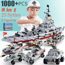 

Military Warship Navy Aircraft Army Figures Building Blocks Army Warship Construction Bricks Toys for children 1000+ PCS