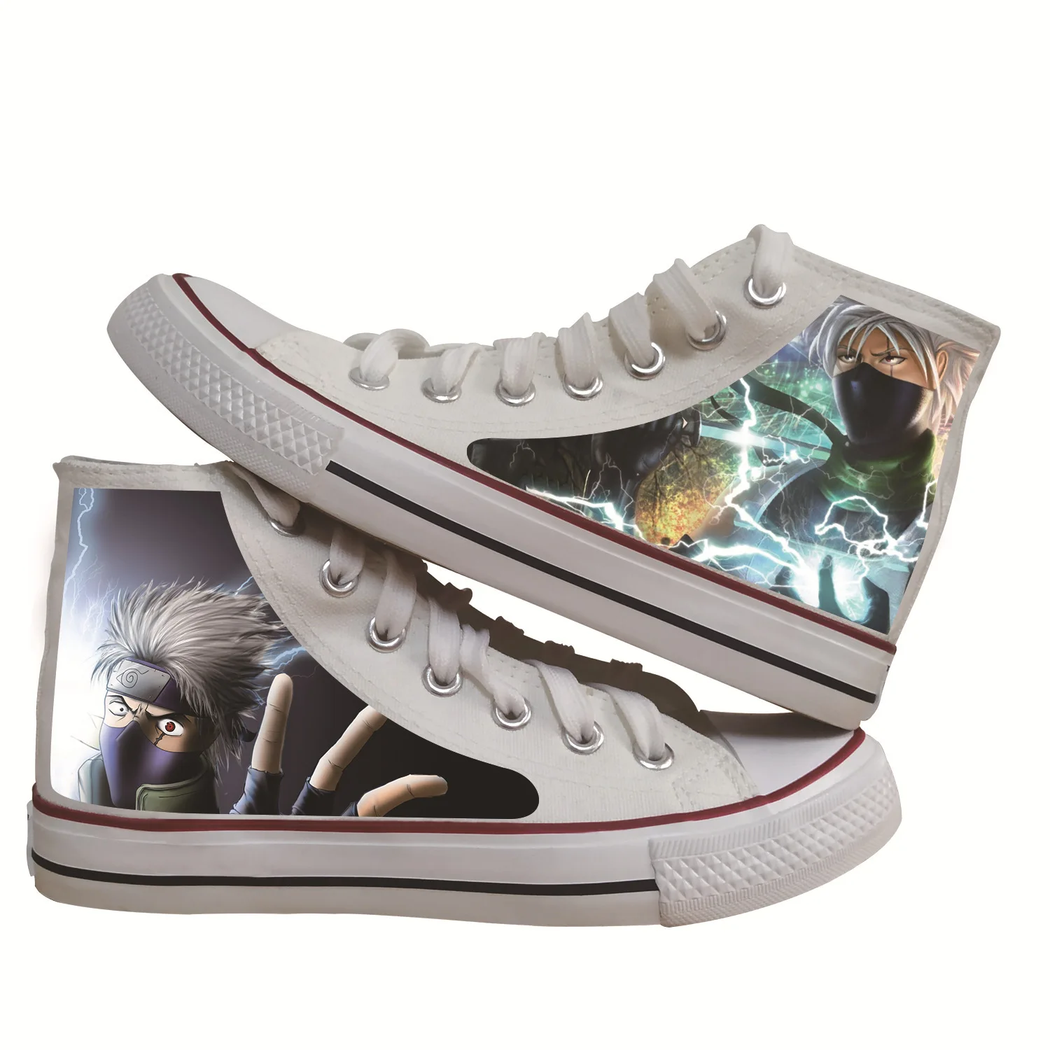 Sasuke-Zapatos De Lona con estampado De Anime para estudiantes, zapatillas vulcanizadas De alta calidad, clásicas, Kakashi, Graffiti, informales, De Lona