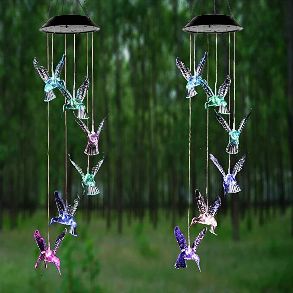 Hummingbird колокольчики для улицы с изменяющимся цветом светодиодный светильник для патио романтический декор для сада, двора, подарки для дома мама, жена, бабушка