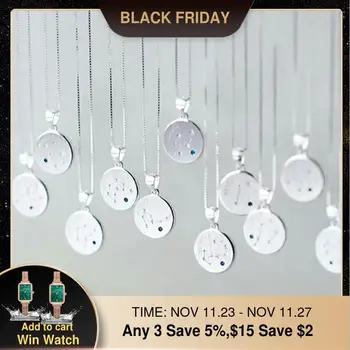 

Constellation Necklace 925 Silver Disk Necklace Coin Choker Pendant Collier Femme Kolye Collares Colar Indian Jewelry