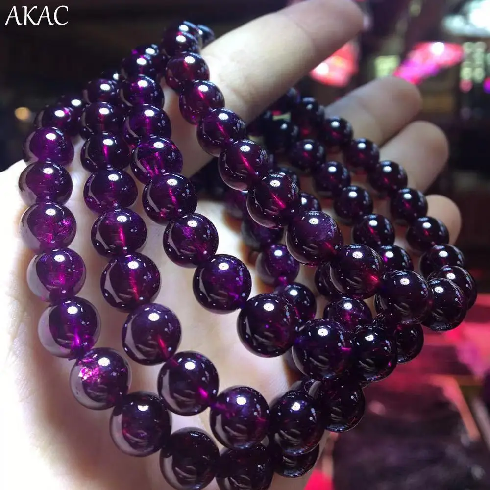 

AKAC 9+-0.3mm A++ natural Brazil purple red garnet bracelet for women bracelet approx23beads