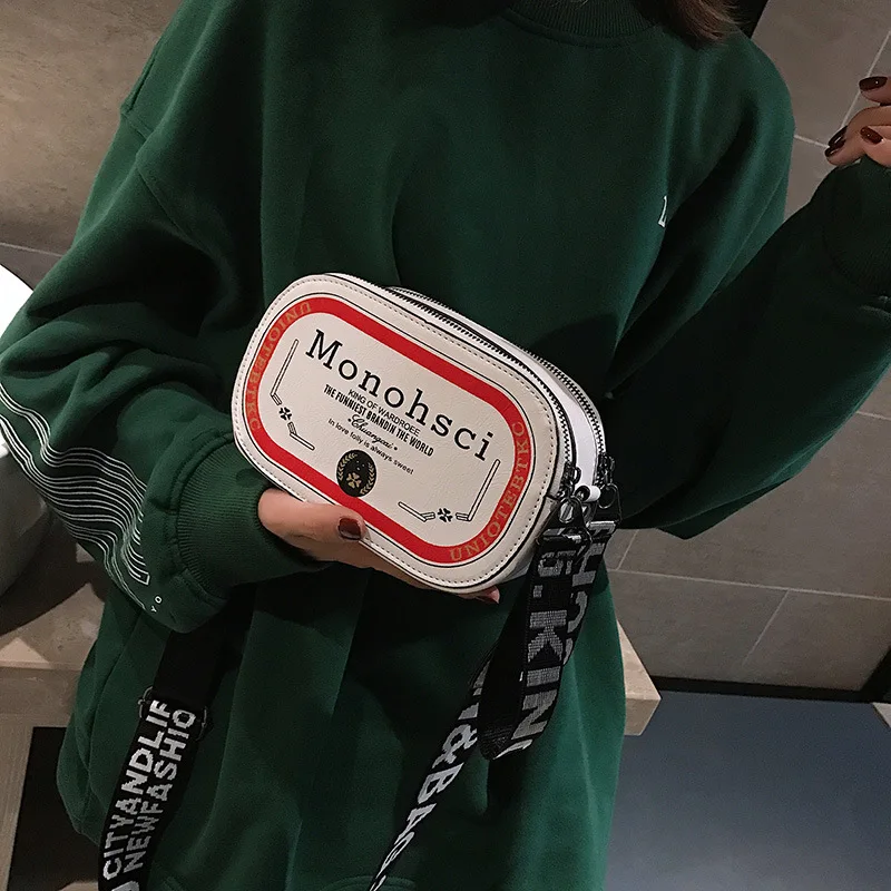 

Small Bag Women's 2018 New Style Fashion Korean-style Versatile Printed Contrast Color Cool Square Sling Bag Wide-Strap Crossbod