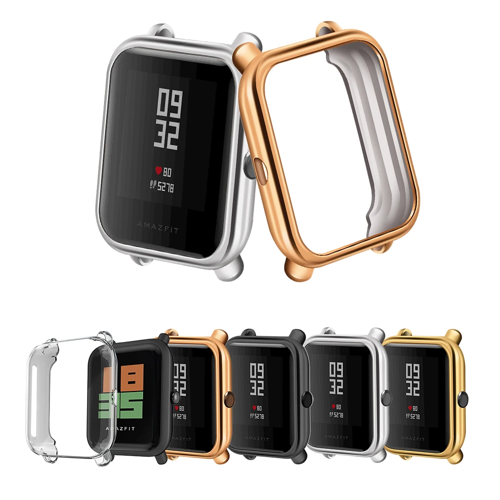 4in1 Smartwatch Accessories For Xiaomi Huami Amazfit Bip Strap Stainless Steel Bracelet Magnet With Plating Case Protector Film